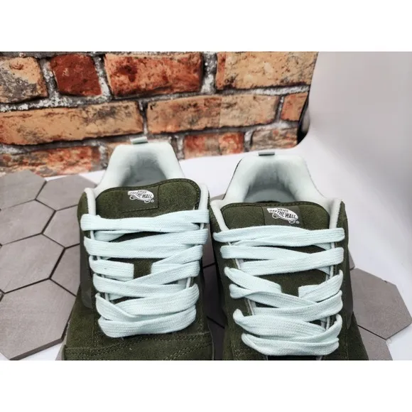 Vans Men's Knu Skool Utility Mono Olive Green Suede Skate Shoes size 13