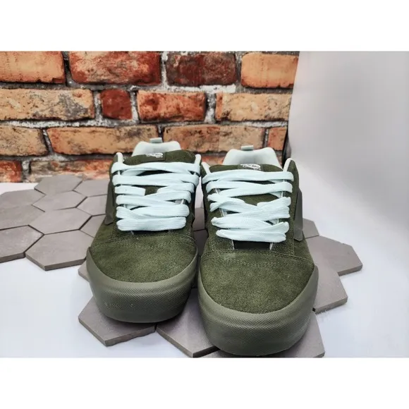 Vans Men's Knu Skool Utility Mono Olive Green Suede Skate Shoes size 13
