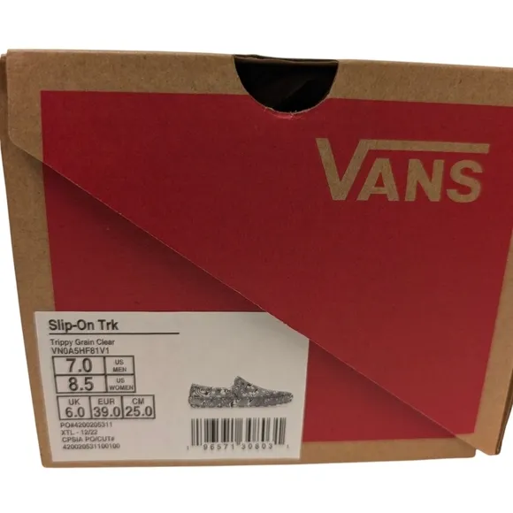 VANS Slip-On TRK Trippy Grain Clear Sneakers Athletic Shoes 39 New