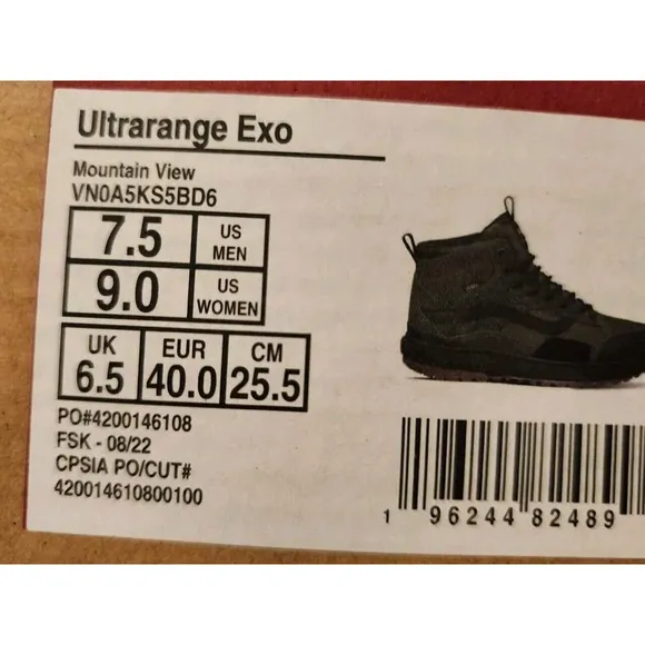 Vans Ultrarange Exo Mte-1 Mountain View Green Hiking Shoes Men's Size 7.5 Rare