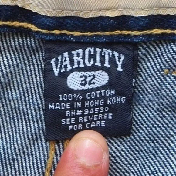 Varcity Vintage 90s Y2K Cargo Heavy Denim Hip Hop / Skate Baggy Jeans Men's 32