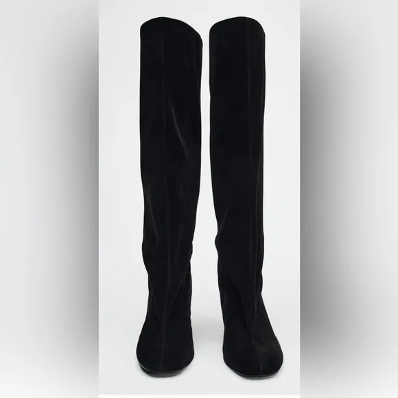 VELVET LOOK HEELED BOOTS