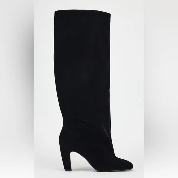 VELVET LOOK HEELED BOOTS