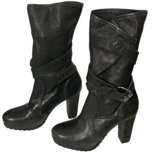 Vera Wang Lavender platform lugged high heel strap around boots sz 5