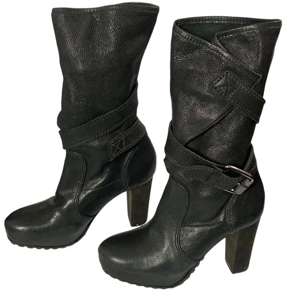 Vera Wang Lavender platform lugged high heel strap around boots sz 5