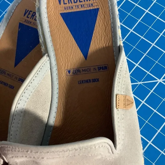 Verbenas Leather Suede Mule Espadrilles 41 NEW