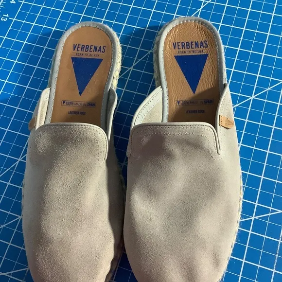 Verbenas Leather Suede Mule Espadrilles 41 NEW