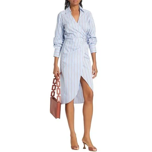 Veronica Beard Afton Striped Wrap Midi Dress Size 0