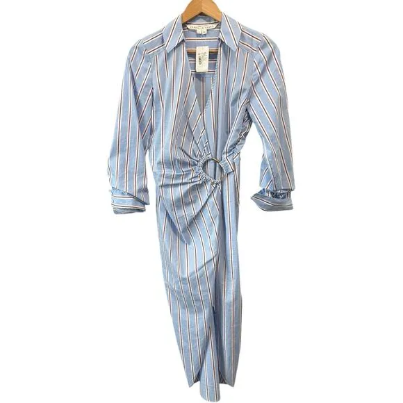 Veronica Beard Afton Striped Wrap Midi Dress Size 0