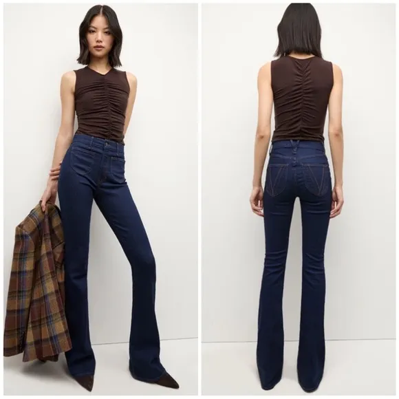 Veronica Beard Beverly patch pocket skinny flare jeans