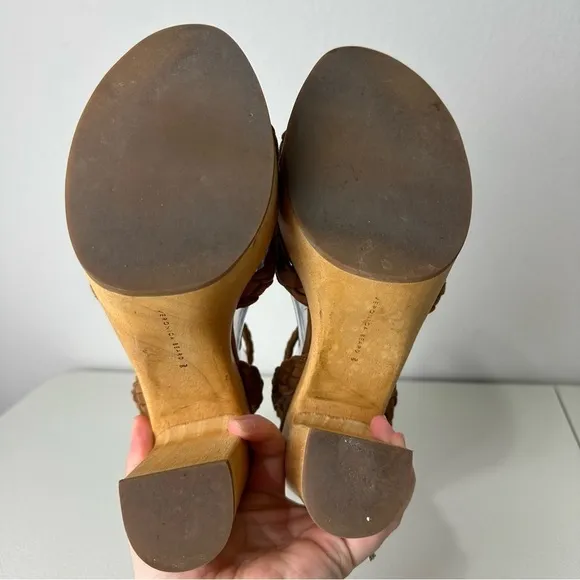 Veronica Beard Brown Gael Suede Braided Ankle Strap Platform Heel Sandals Size 9