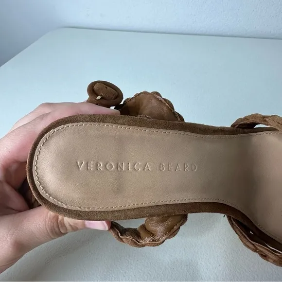 Veronica Beard Brown Gael Suede Braided Ankle Strap Platform Heel Sandals Size 9