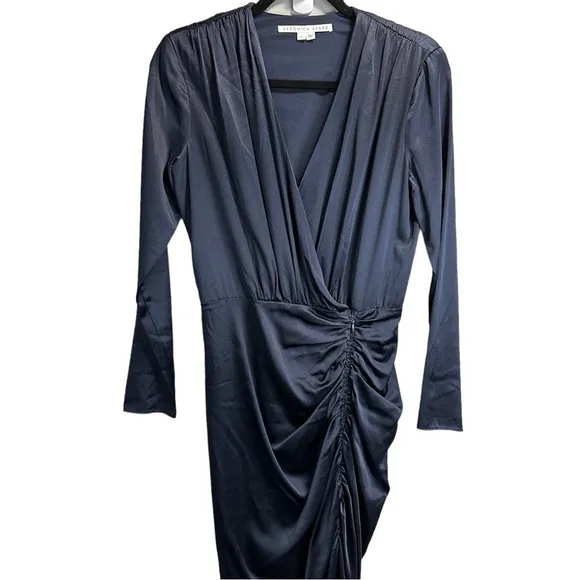 Veronica Beard Cameri Ruched Satin Midi Dress