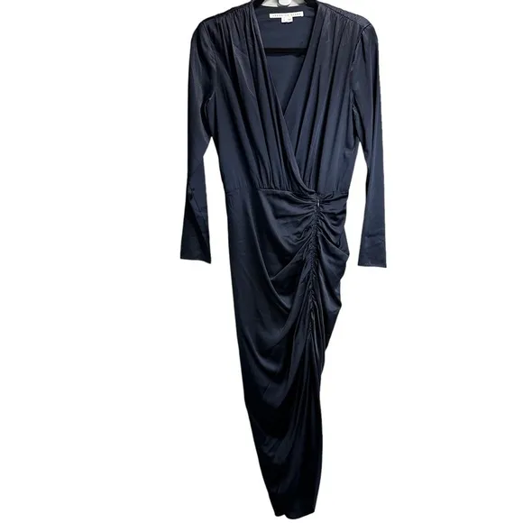 Veronica Beard Cameri Ruched Satin Midi Dress