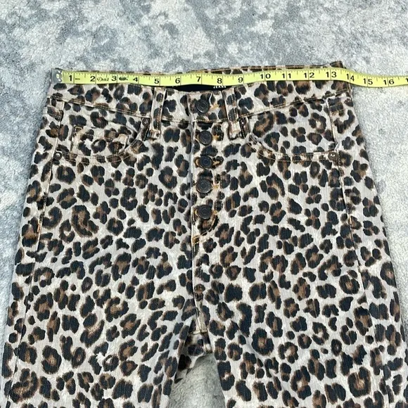 Veronica Beard Debbie Leopard Button Front Skinny Jean Animal Mob Wife Sz 26