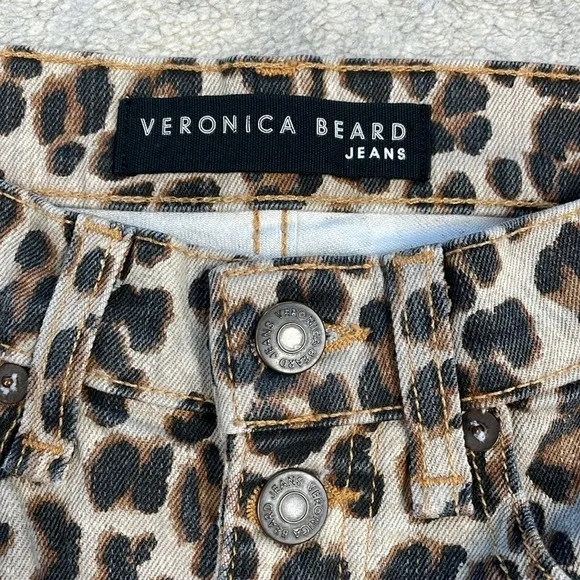 Veronica Beard Debbie Leopard Button Front Skinny Jean Animal Mob Wife Sz 26