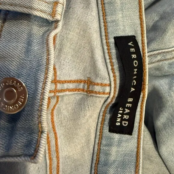 VERONICA BEARD JEANS CARLY 11” KICK FLARE SIZE 25 MADE IN USA RIBBON SIDE DETAIL