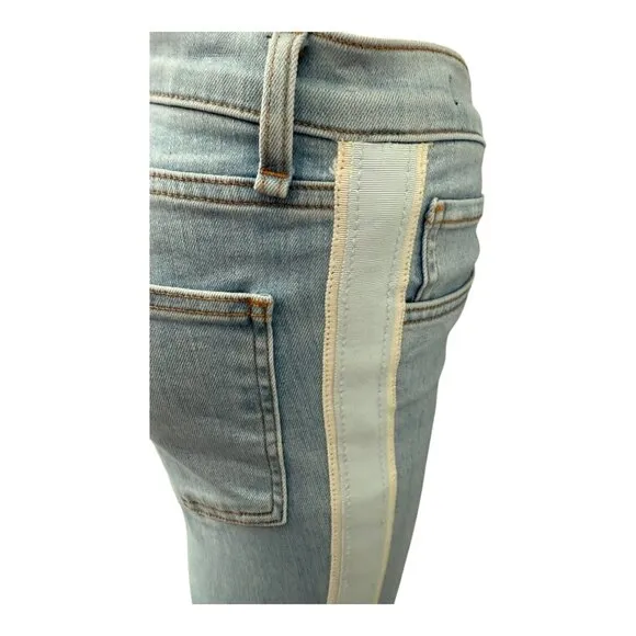 VERONICA BEARD JEANS CARLY 11” KICK FLARE SIZE 25 MADE IN USA RIBBON SIDE DETAIL