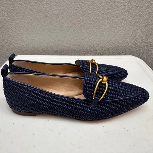 Veronica Beard Shoes Size 6.5 Loafers Woven Chain Navy Slip On Champlain