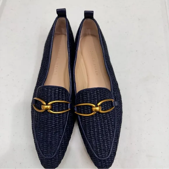 Veronica Beard Shoes Size 6.5 Loafers Woven Chain Navy Slip On Champlain
