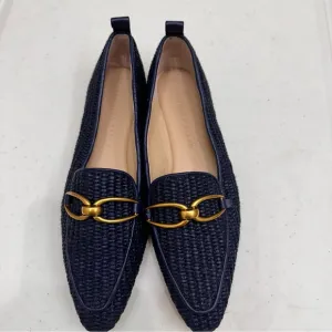 Veronica Beard Shoes Size 6.5 Loafers Woven Chain Navy Slip On Champlain