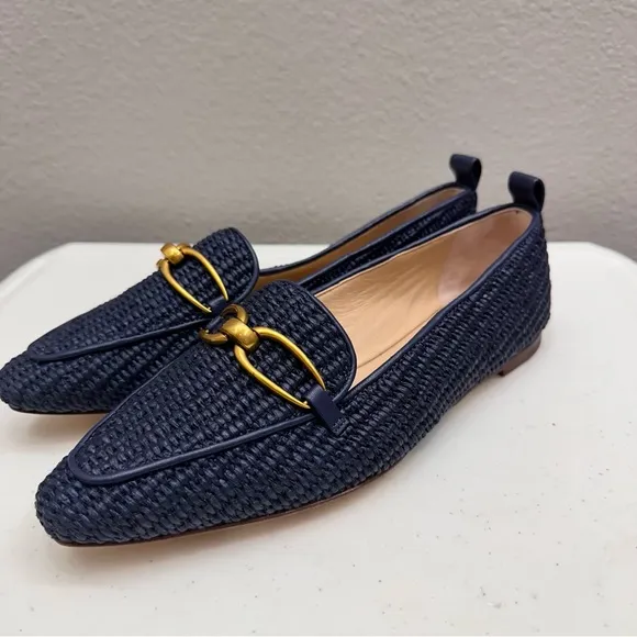 Veronica Beard Shoes Size 6.5 Loafers Woven Chain Navy Slip On Champlain