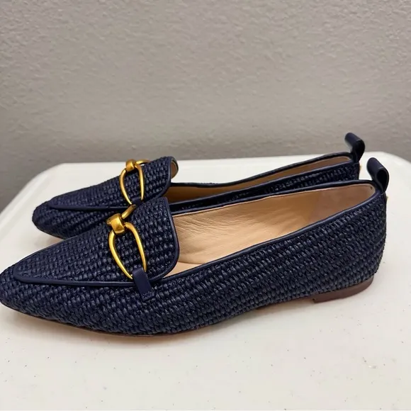 Veronica Beard Shoes Size 6.5 Loafers Woven Chain Navy Slip On Champlain