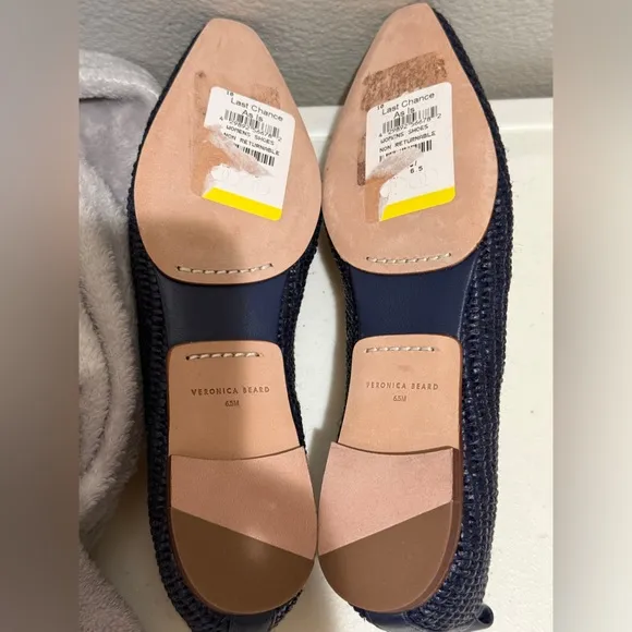 Veronica Beard Shoes Size 6.5 Loafers Woven Chain Navy Slip On Champlain