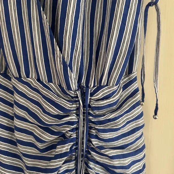Veronica Beard Teagan Striped Wrap Midi Dress Size US6 in Cobalt Blue