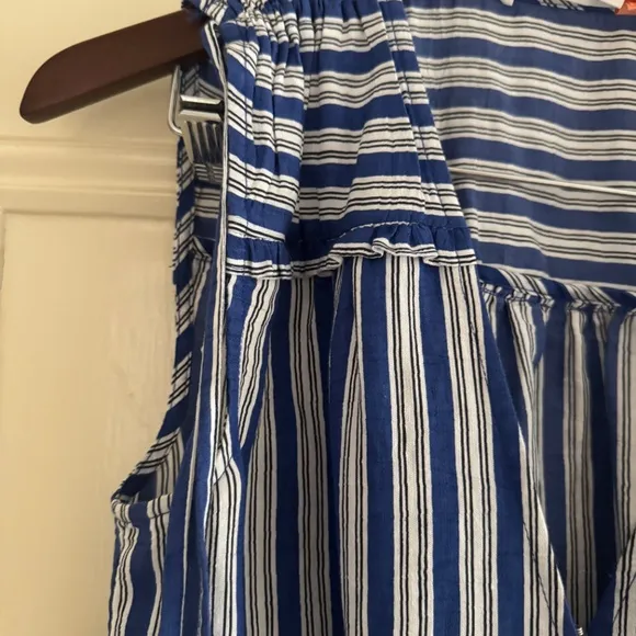 Veronica Beard Teagan Striped Wrap Midi Dress Size US6 in Cobalt Blue