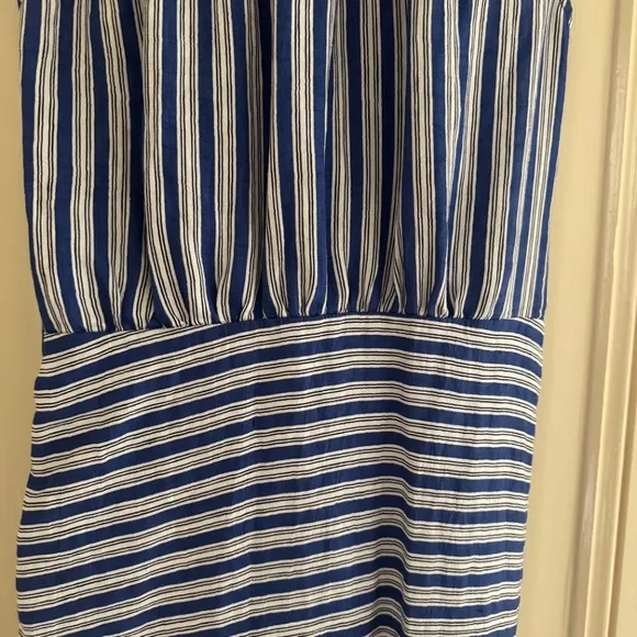 Veronica Beard Teagan Striped Wrap Midi Dress Size US6 in Cobalt Blue