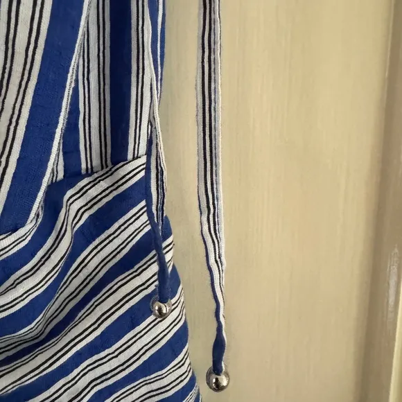 Veronica Beard Teagan Striped Wrap Midi Dress Size US6 in Cobalt Blue