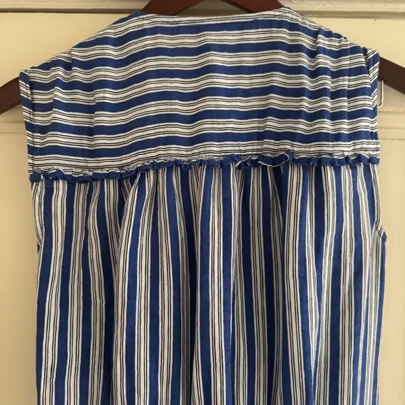 Veronica Beard Teagan Striped Wrap Midi Dress Size US6 in Cobalt Blue
