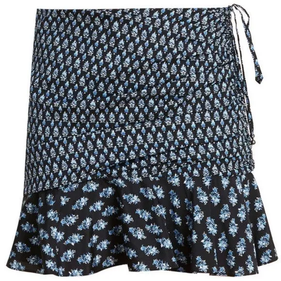 Veronica beard violet ruched paisley mini skirt