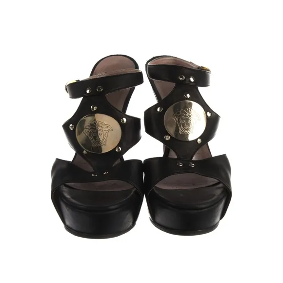 Versace Black and Gold High Heel Sandals