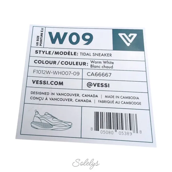 Vessi Tidal Warm White Waterproof Dyma-Tex  Vegan Lace Up Sneaker Womens 9