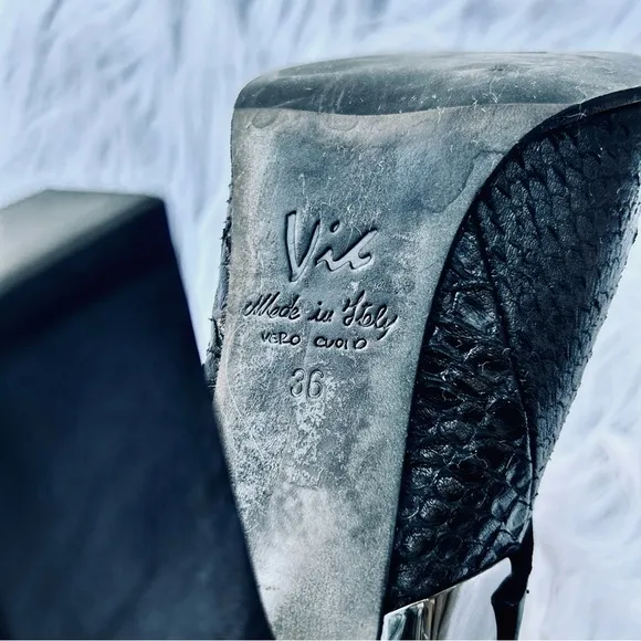 VIC MATIE Italian Leather Snakeskin High Heeled Boots