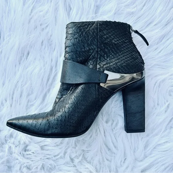 VIC MATIE Italian Leather Snakeskin High Heeled Boots