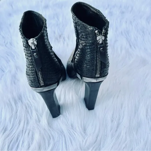 VIC MATIE Italian Leather Snakeskin High Heeled Boots
