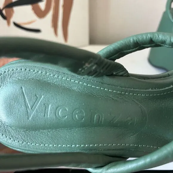 Vicenza Chunky Green Braided Leather Platform Sandals Size 7
