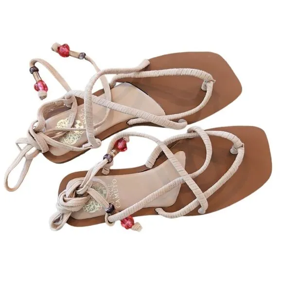 Vince Camuto Benni Sandal in True Suede Beige Size 10M New