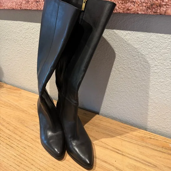 Vince‎ Camuto Buttercup 2 Black Leather Knee High Boots Size 7.5