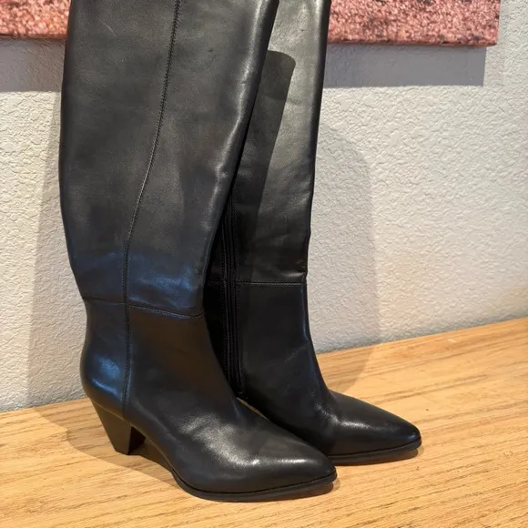 Vince‎ Camuto Buttercup 2 Black Leather Knee High Boots Size 7.5