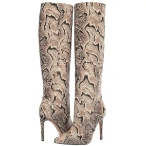 VINCE CAMUTO Fendels Snakeskin Leather Upper Knee High Boots