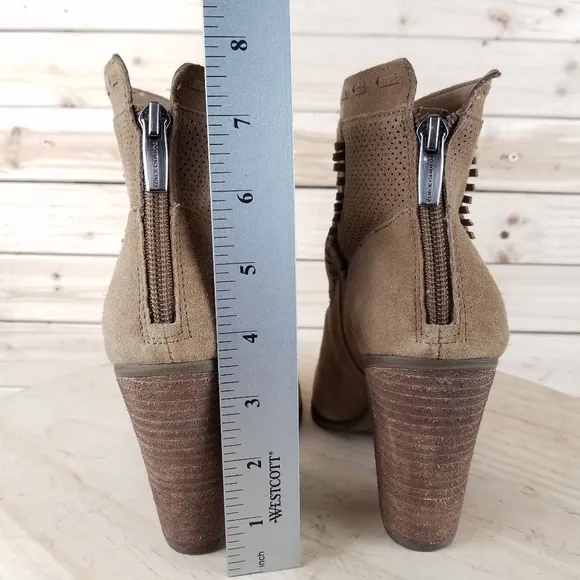 Vince Camuto FRETZIA Perforated Suede/Leather Western Ankle Boots Booties 9M NEW