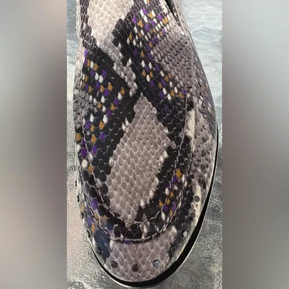 Vince Camuto Gray and Purple Flats with Snakeskin Pattern