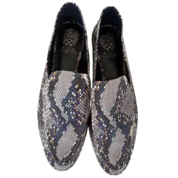 Vince Camuto Gray and Purple Flats with Snakeskin Pattern