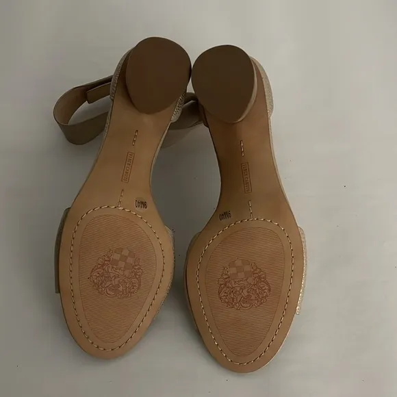 Vince Camuto Jacon Leather Champagne Metallic Ankle Strap Sandals Size 9 New