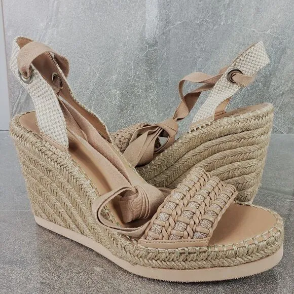Vince Camuto Shoes Womens 10 M Beige Espadrille Platform Wedge Sandals Brisshel