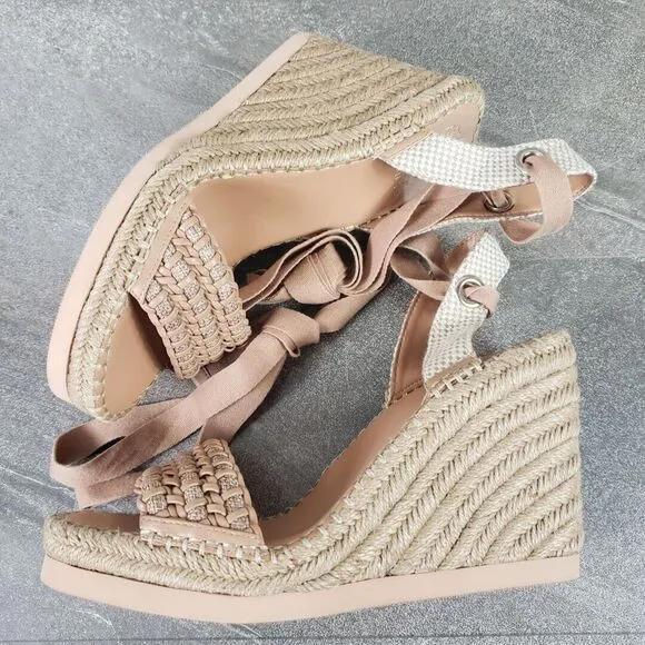 Vince Camuto Shoes Womens 10 M Beige Espadrille Platform Wedge Sandals Brisshel